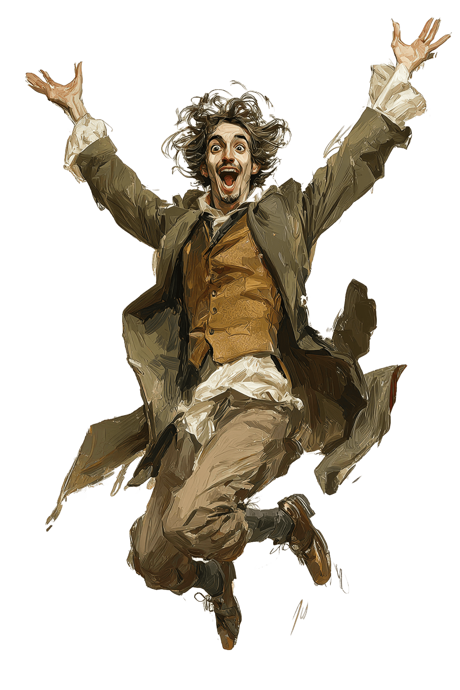 Personnage enthousiaste en saut